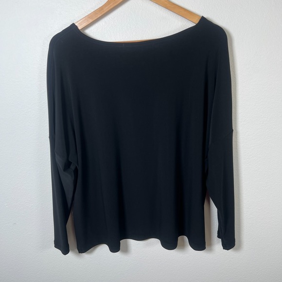 Sympli Top Womens 12 Black Long Sleeve Relaxed Fit Stretch Knit Elevated Basic - Picture 2 of 11